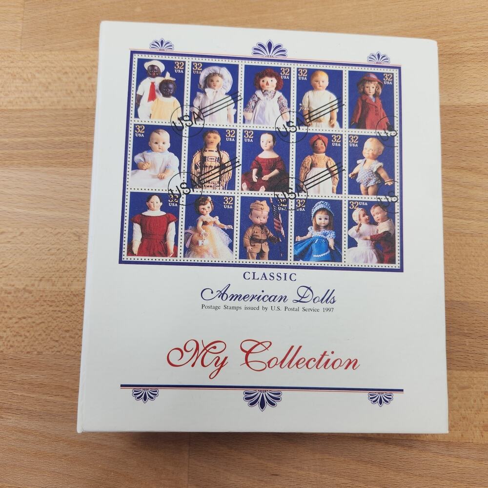 Vintage 1997 Classic American Dolls Postage Stamps Collection Album Binder